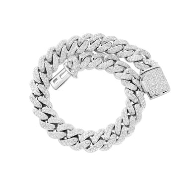 Diamond Cuban Bracelet in 14k White Gold 4.50 Ctw
